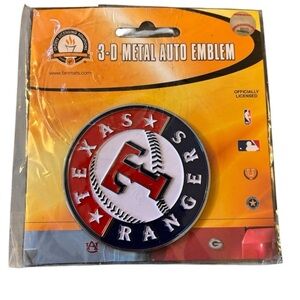 Texas Rangers 3D Metal Auto Emblem Attaches To Vehicle Inside Outside 3” Round